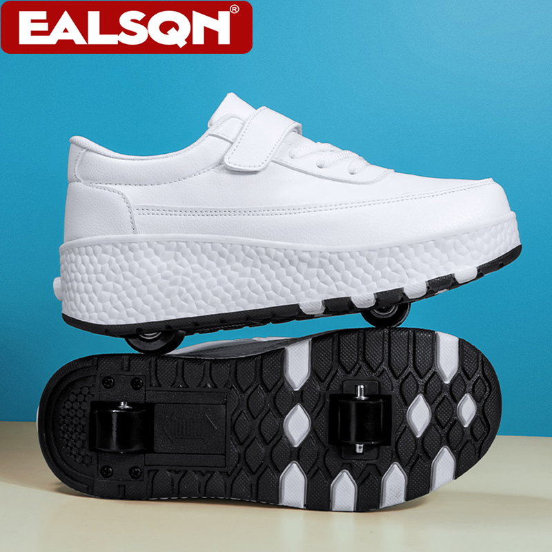 Outdoor Sports Shoes - รองเท้าสเก็ตล้อคู่สำหรับเด็ก แฟชั่นสำหรับเด็กชายและเด็กหญิง รองเท้าสเก็ตล้อคู่แบบ unisex รองเท้าผ้าใบแบบใหม่ รองเท้ากีฬากลางแจ้ง