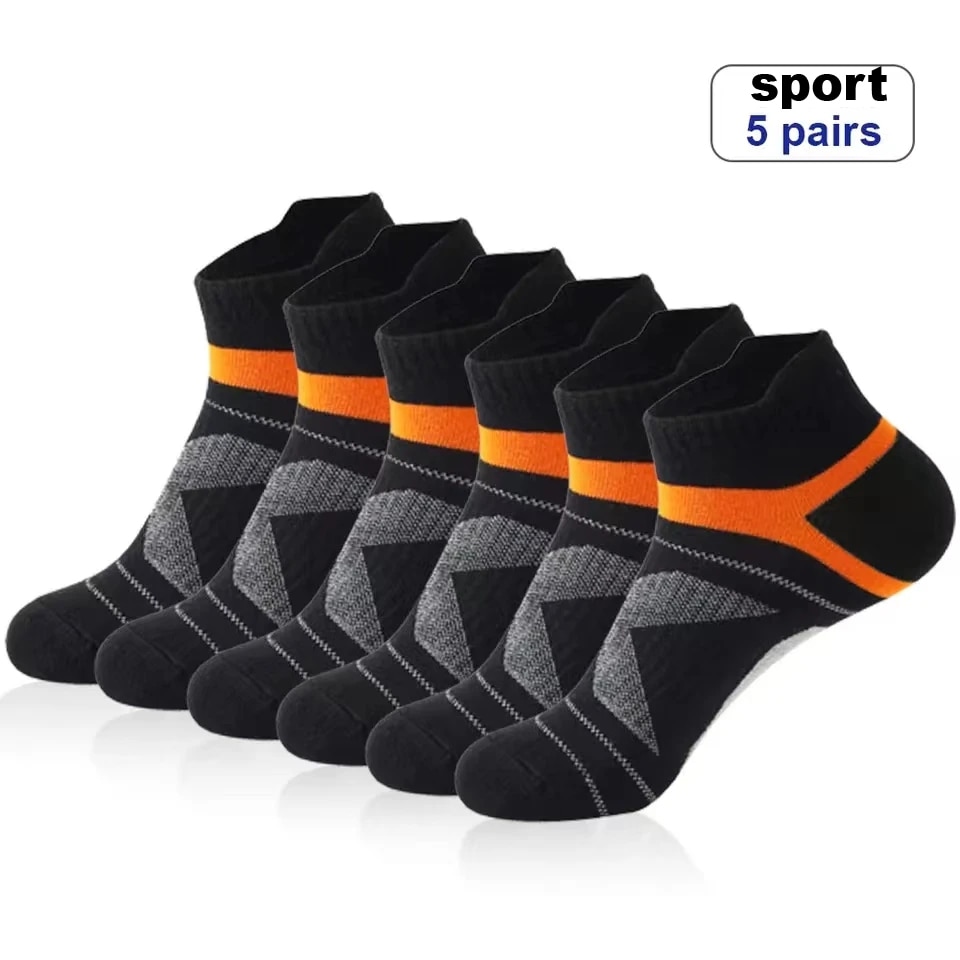 Outdoor Sport Hose - 3/5 คู่คุณภาพสูงถุงเท้าผู้ชายกลางแจ้ง Casual กีฬาถุงเท้าสั้นถุงเท้าข้อเท้าสีดํา Run กีฬาถุงเท้า
