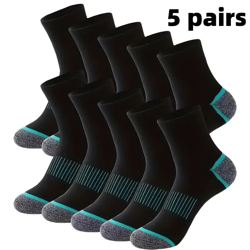 Outdoor Sport Hose - ถุงเท้ากีฬาพรีเมี่ยมสำหรับผู้ชาย 5 คู่ ผ้าฝ้ายคุณภาพสูง นุ่ม สบาย