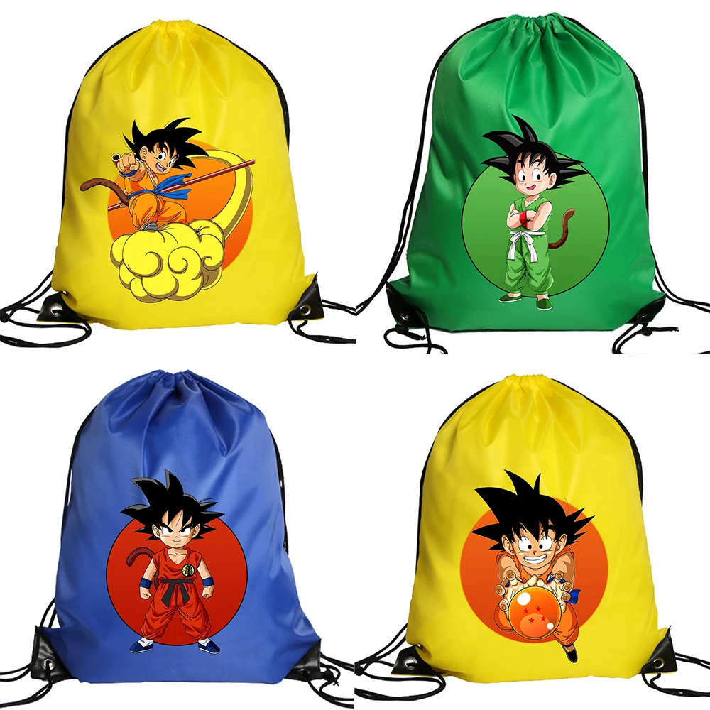 Outdoor Sport Backpack - กระเป๋าเชือกรูดลายดราก้อนบอล ซุนโกคู กระเป๋าเป้สะพายหลังสำหรับออกกำลังกาย กระเป๋าเก็บของลายอนิเมะสุดเท่ กระเป๋าเดินทาง ของขวัญวันเกิด