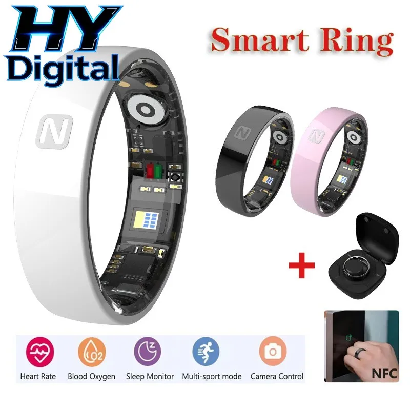Outdoor Sport Activity - แหวนสมาร์ทเซรามิกดิจิตอล HY รุ่นบางพิเศษ ควบคุมการเข้าถึงด้วย NFC วัดอัตราการเต้นของหัวใจ