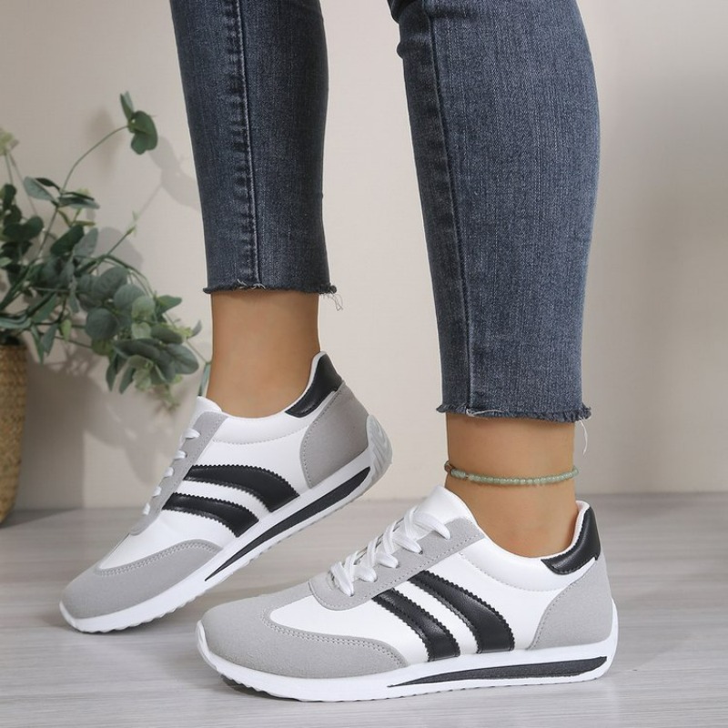 รองเท้าผ้าใบสีขาวแฟชั่นแบบผูกเ - Outdoor Sports Shoes บทวิจารณ์และราคา