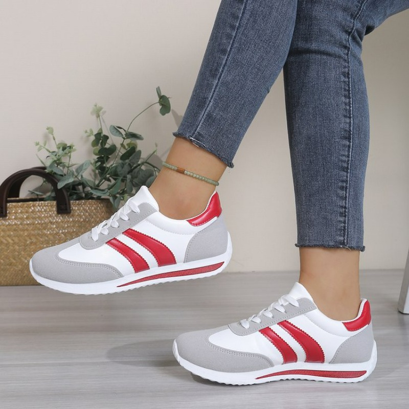 รองเท้าผ้าใบสีขาวแฟชั่นแบบผูกเ - Outdoor Sports Shoes บทวิจารณ์และราคา